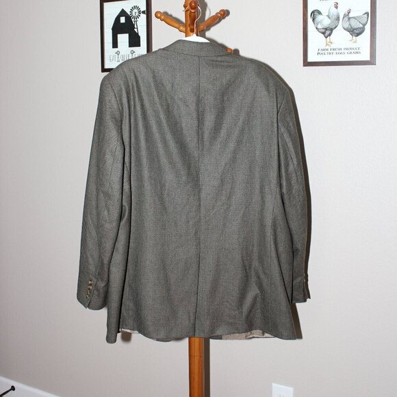 Lauren Ralph Lauren Mens Wool Suit Jacket Sport Coat Green Brown Houndstooth 48R - Picture 2 of 13